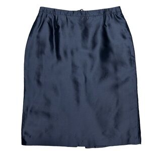 Giorgio Armani Black Pencil Skirt Knee Length Silk Classic Preppy - Sz 6 (IT 40)